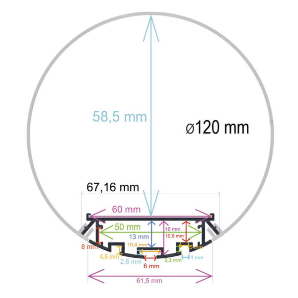 Perfil LED cilíndrico extra grande de ø 120 mm - Imagen 2