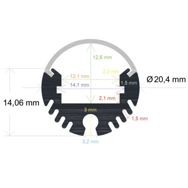 Perfil LED cilíndrico de ø 20,4 mm - Imagen 2