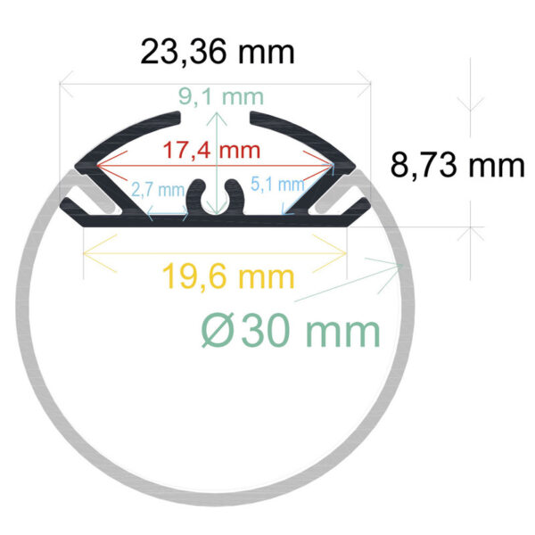 Perfil LED cilíndrico de ø 30 mm - Imagen 2