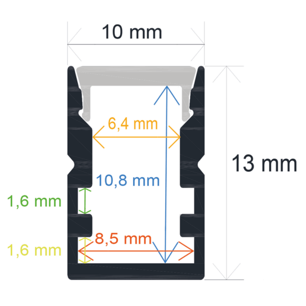 Perfil LED de superficie de 10 mm x 13 mm - Imagen 4