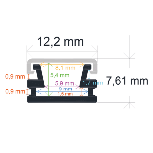 Perfil LED de superficie de 12,2 mm x 7,61 mm - Imagen 3