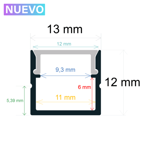 Perfil LED de superficie 13 mm x 12 mm - Imagen 2
