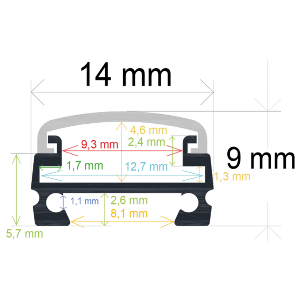 Perfil LED de superficie de 14 mm x 9 mm - Imagen 4