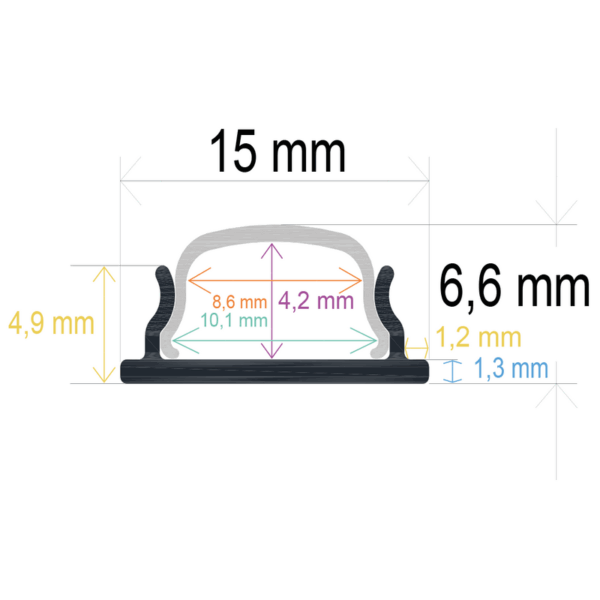 Perfil LED de superficie de 15 mm x 6,6 mm - Imagen 4