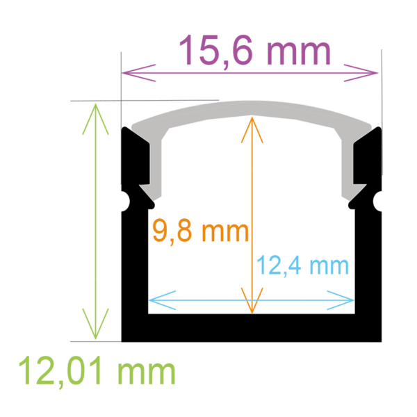 Perfil LED de superficie de 15,6 x 12,01 mm. - Imagen 2