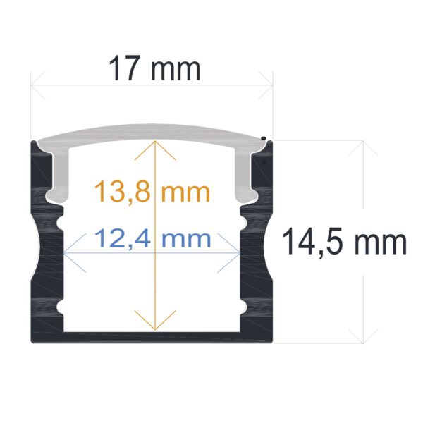 Perfil LED de superficie de 17 mm x 14,5 mm - Imagen 2