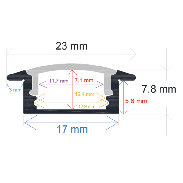 Perfil LED empotrable de 23 mm x 7,8 mm blanco - Imagen 5