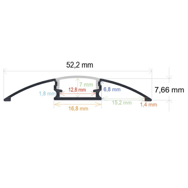 Perfil LED de superficie de 52,2 mm x 7,66 mm - Imagen 2