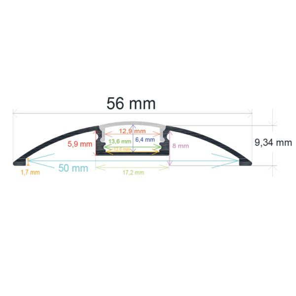 Perfil LED de superficie de 56 mm x 9,34 mm - Imagen 2
